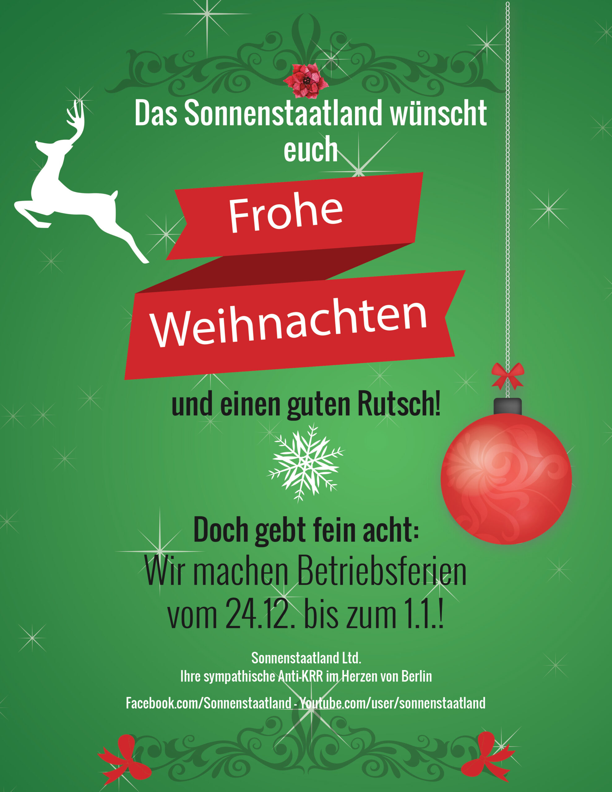 Frohe Weihnachten und einen guten Rutsch!