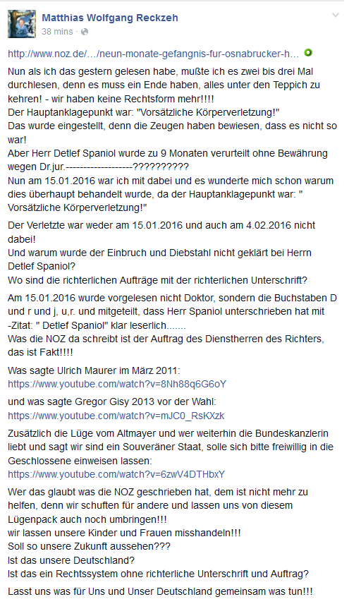 „Dr. Drucksache“ Spaniol – Erste „Stellungnahme“ zum Urteil