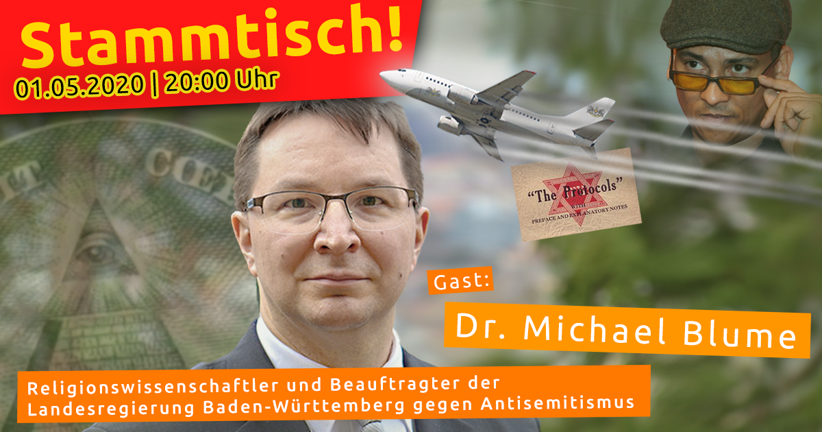 Stammtisch mit Dr. Michael Blume am 01.05.2020 um 20:00 Uhr